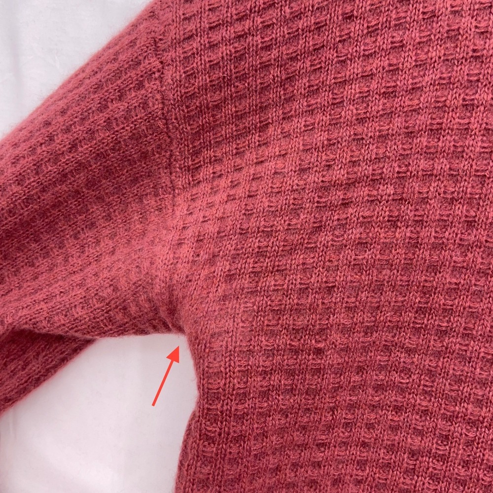 Rachel Zoe Pink Cashmere Waffle Knit Sweater L Crew Neck Drop Shoulder Luxury - Picture 3 of 8